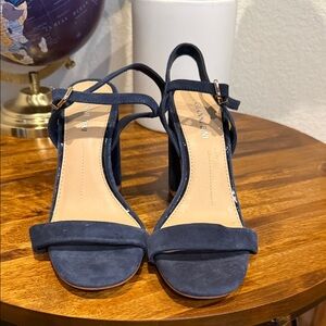 Vince Camuto Navy Suede Strappy Block Heel Sandals